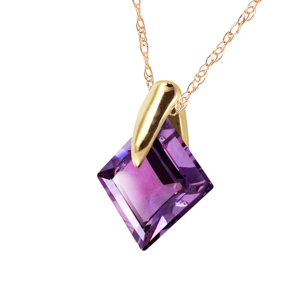 Galaxy Gold Products Jewelry - 14K. SOLD GOLD NECKLACE WITH NATURAL AMETHYST (Yellow Gold)